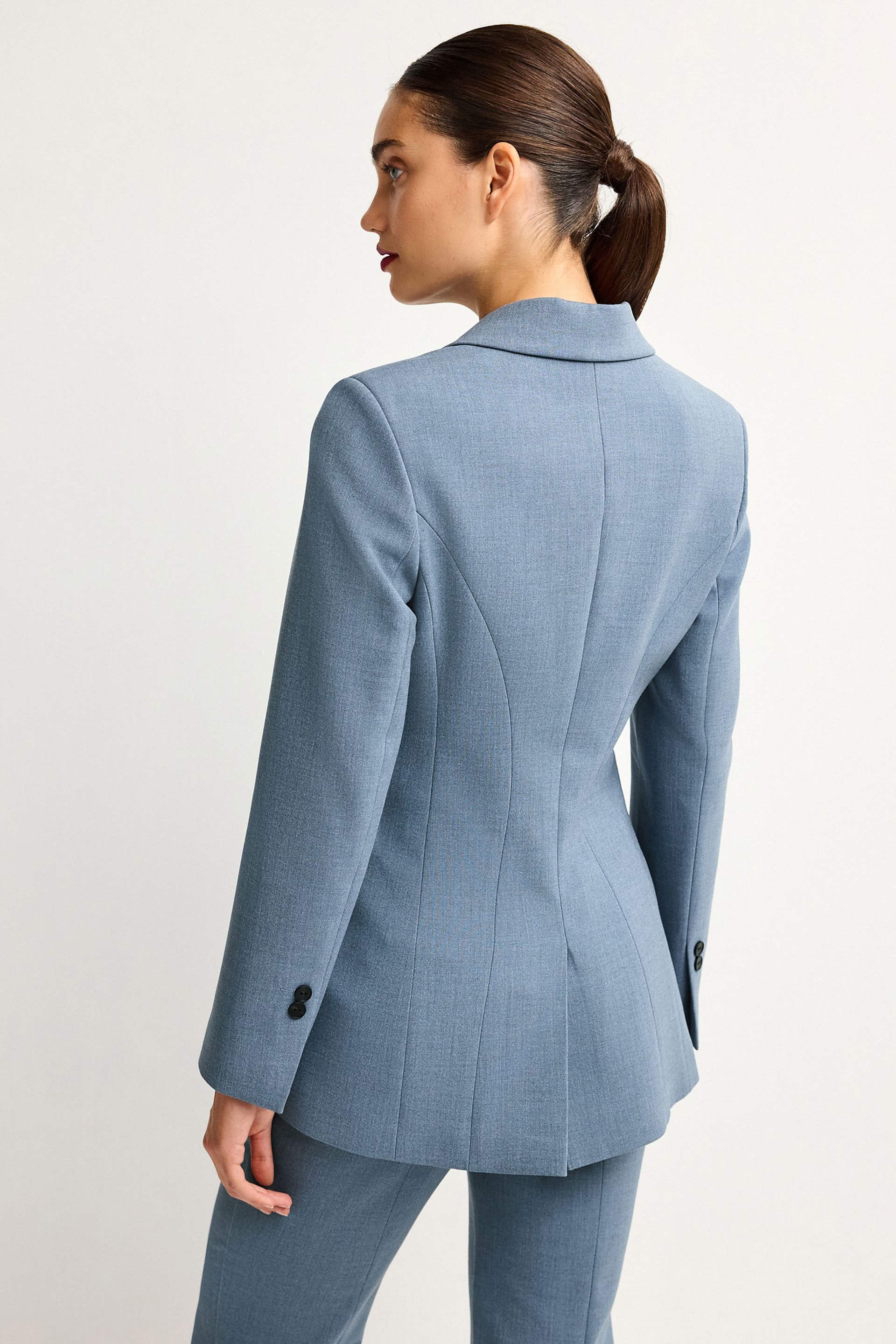 Blue Sculpt Cinch Waist Single Breasted Blazer - Image 3 of 6