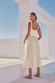 Cream Jersey Waisted Summer Dress - Image 2 of 7