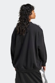 adidas Originals Oversized 3-Stripes Crew Black Sweatshirt - Image 3 of 7