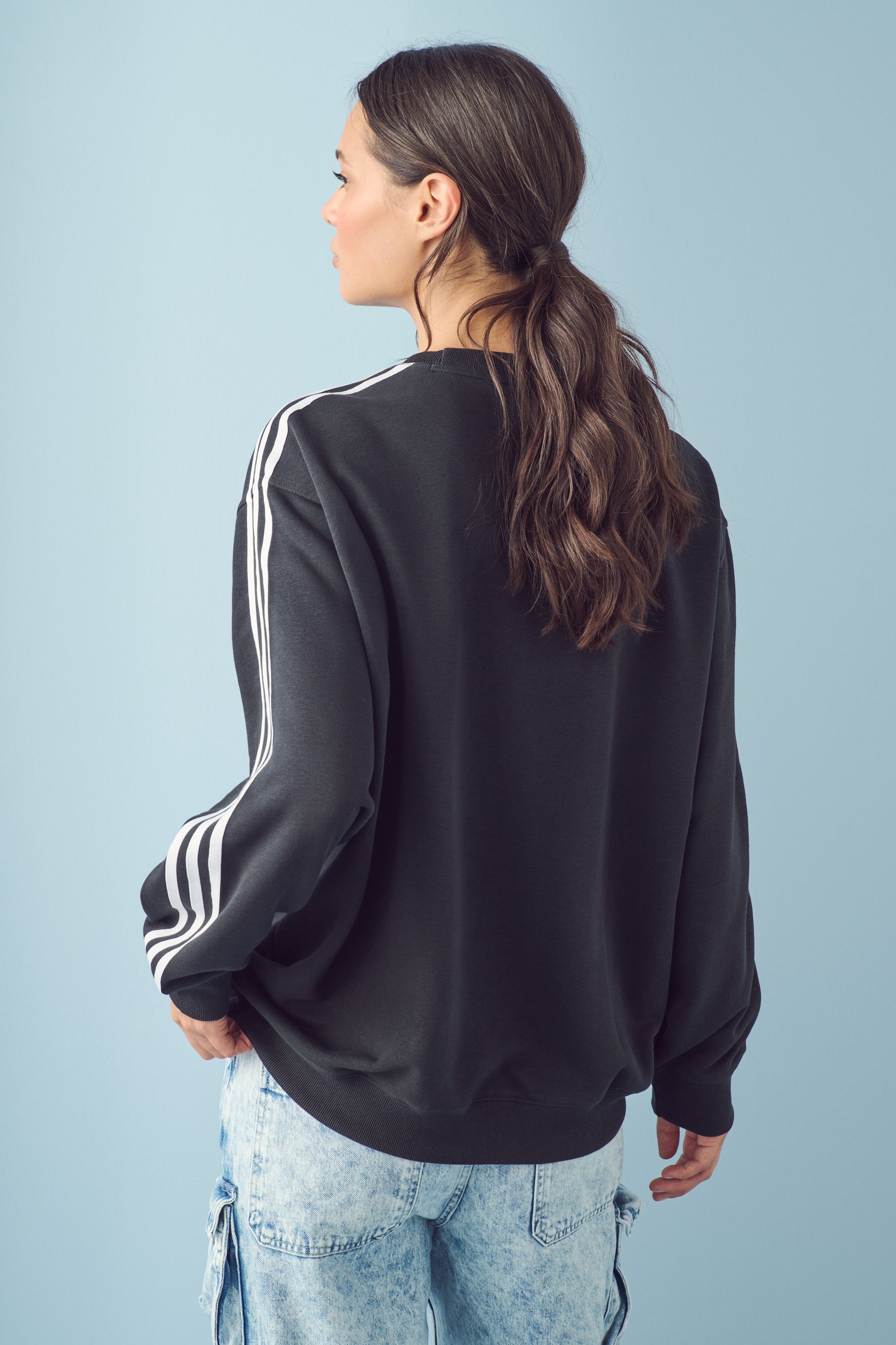 Adidas originals three stripe sweatshirt in black top