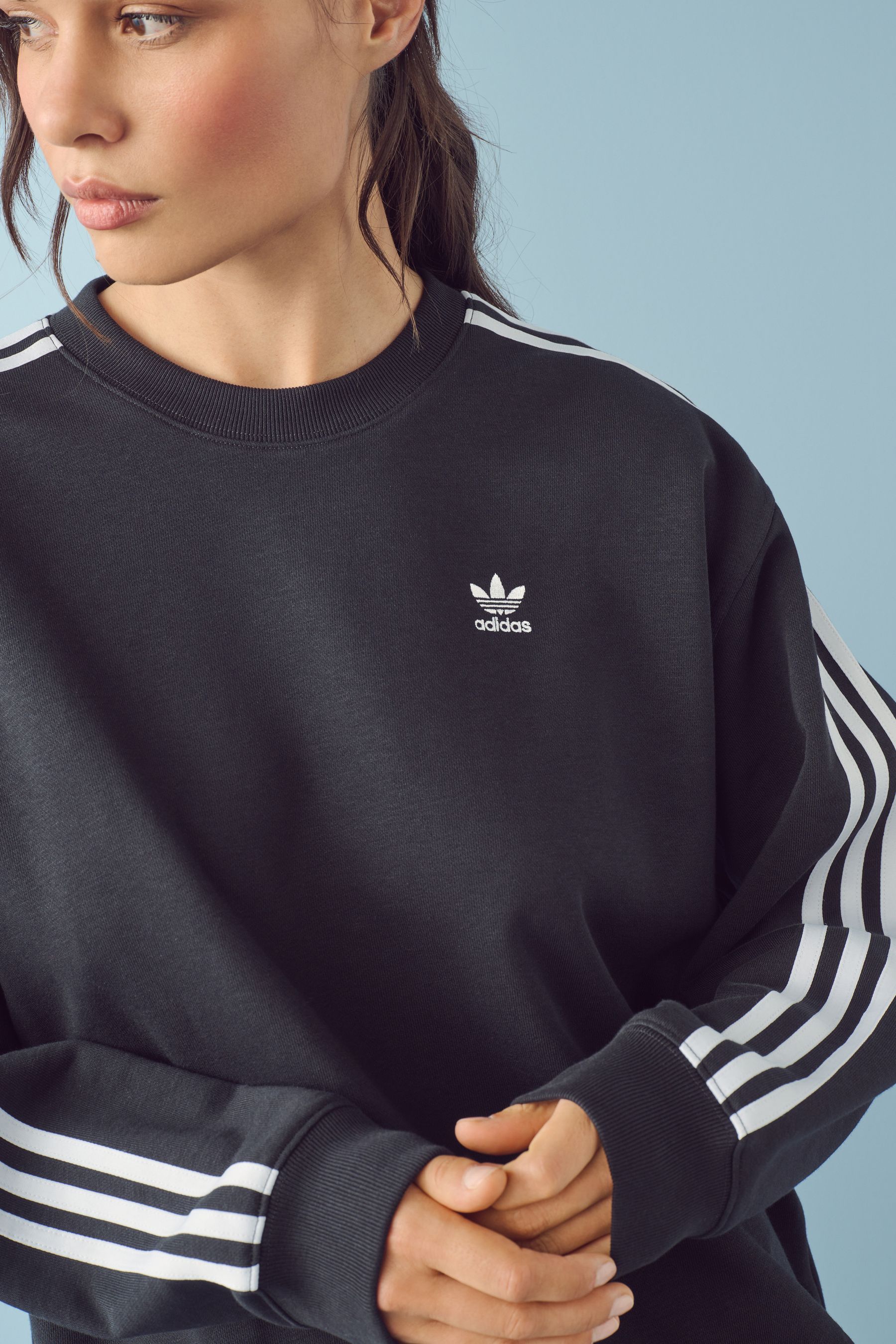 adidas Originals Oversized 3 Stripes Crew Sweatshirt