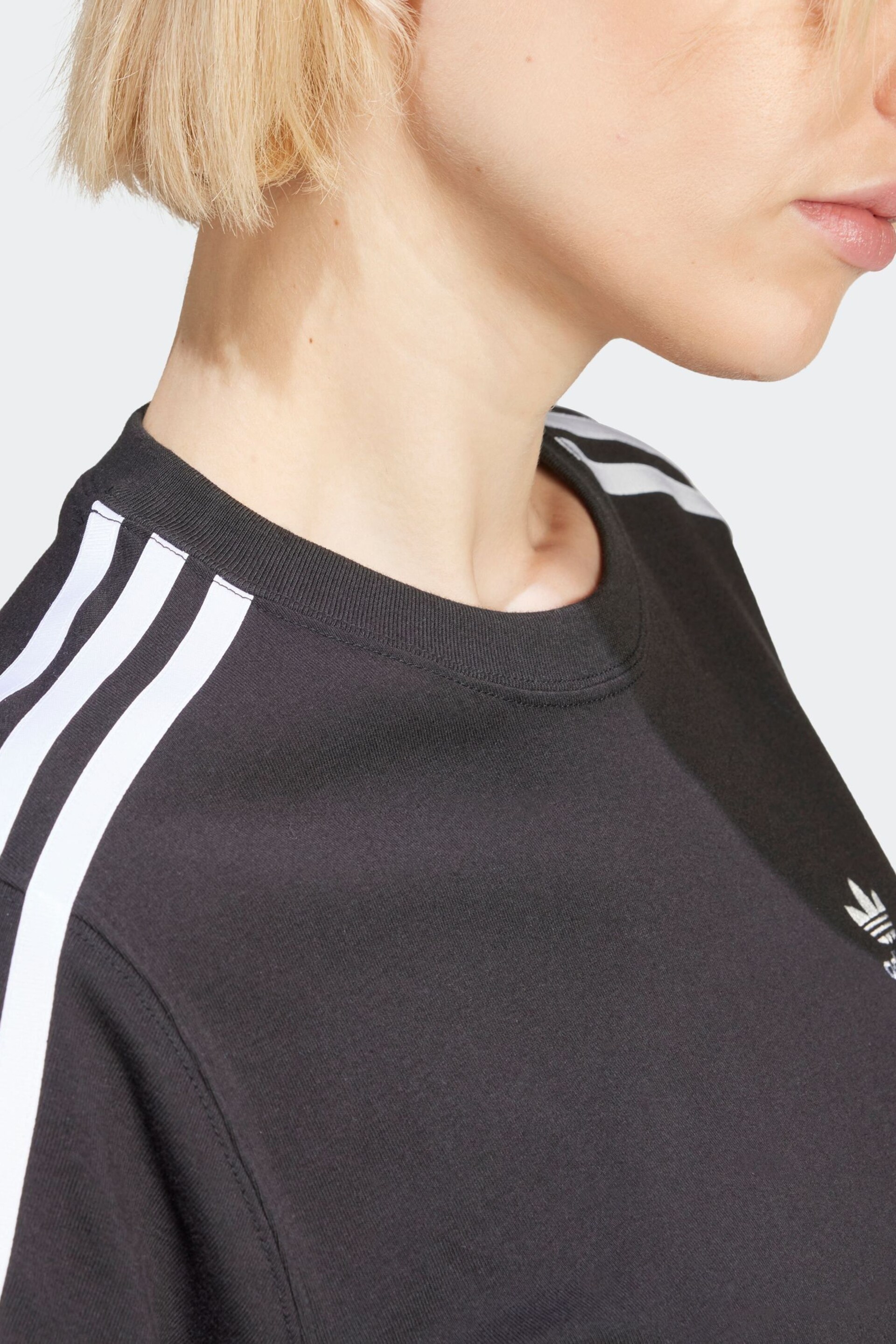 adidas Black 3 Stripe T-Shirt - Image 7 of 7