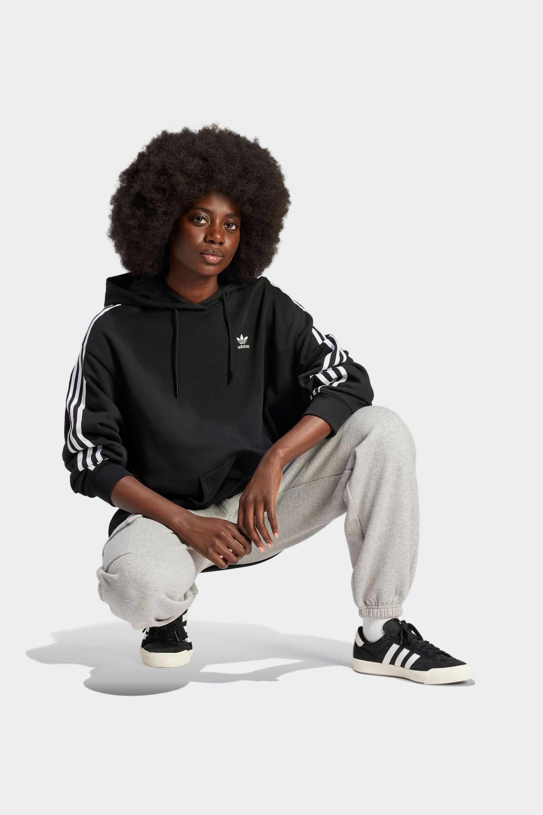 Adidas black 3 stripe hoodie online