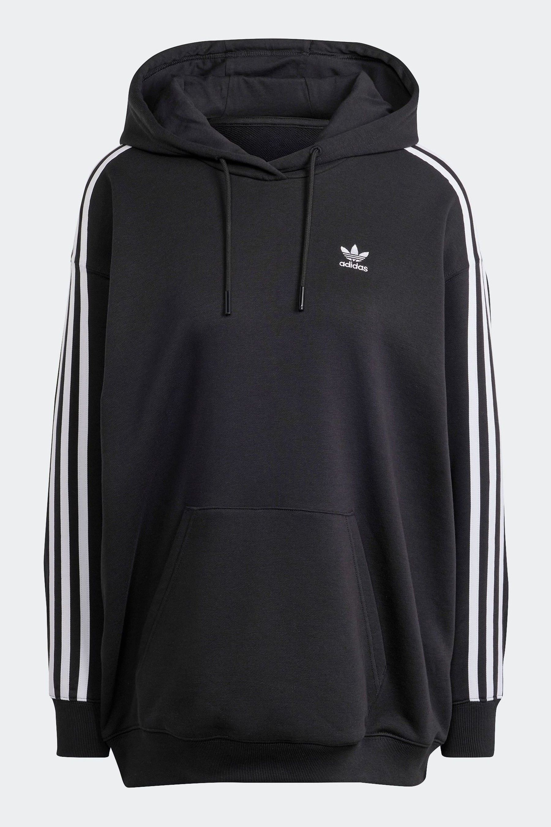 Adidas 3 stripe hoodie womens black shop
