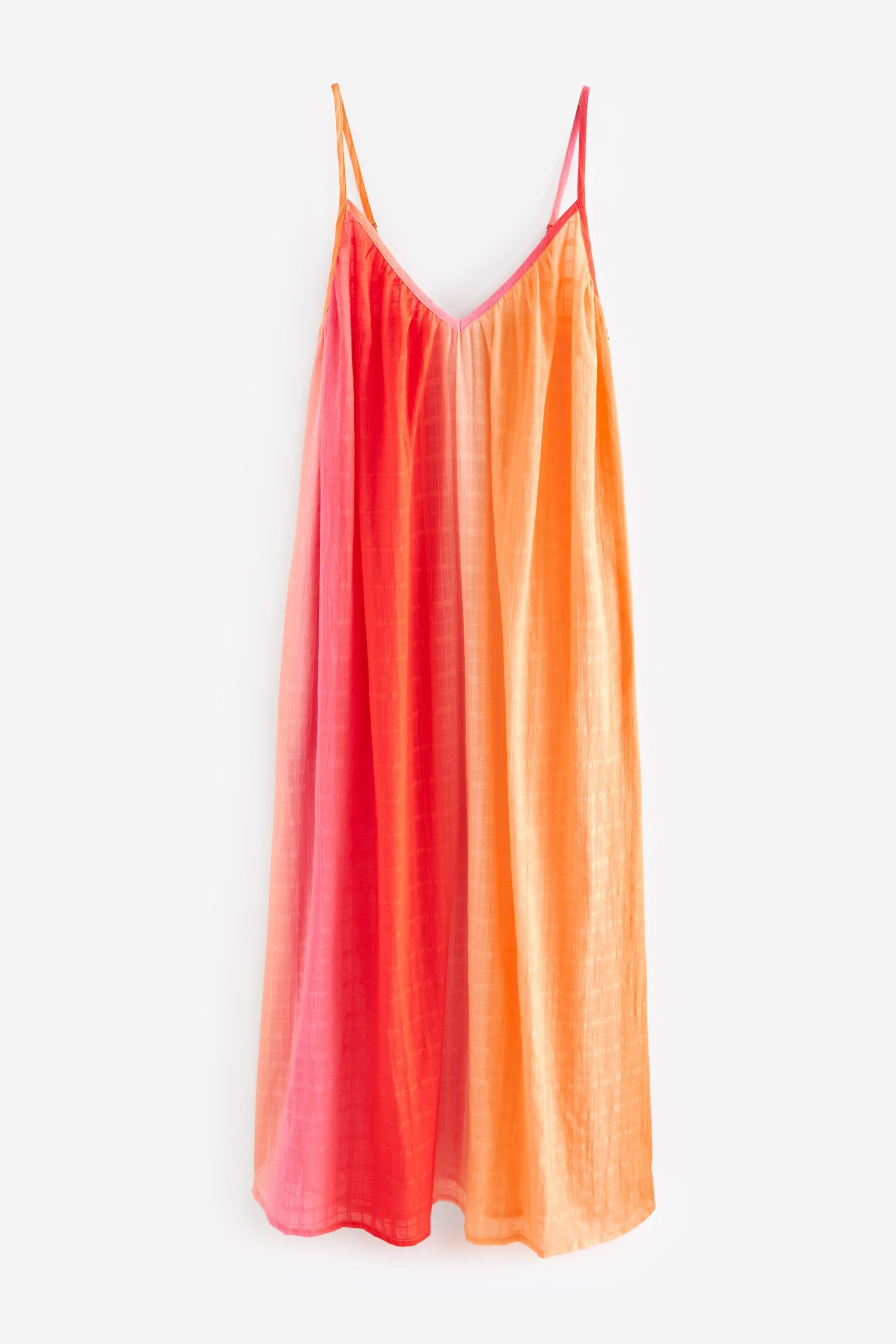 Orange/Pink Ombre Textured Volume Summer Maxi Dress - Image 7 of 8