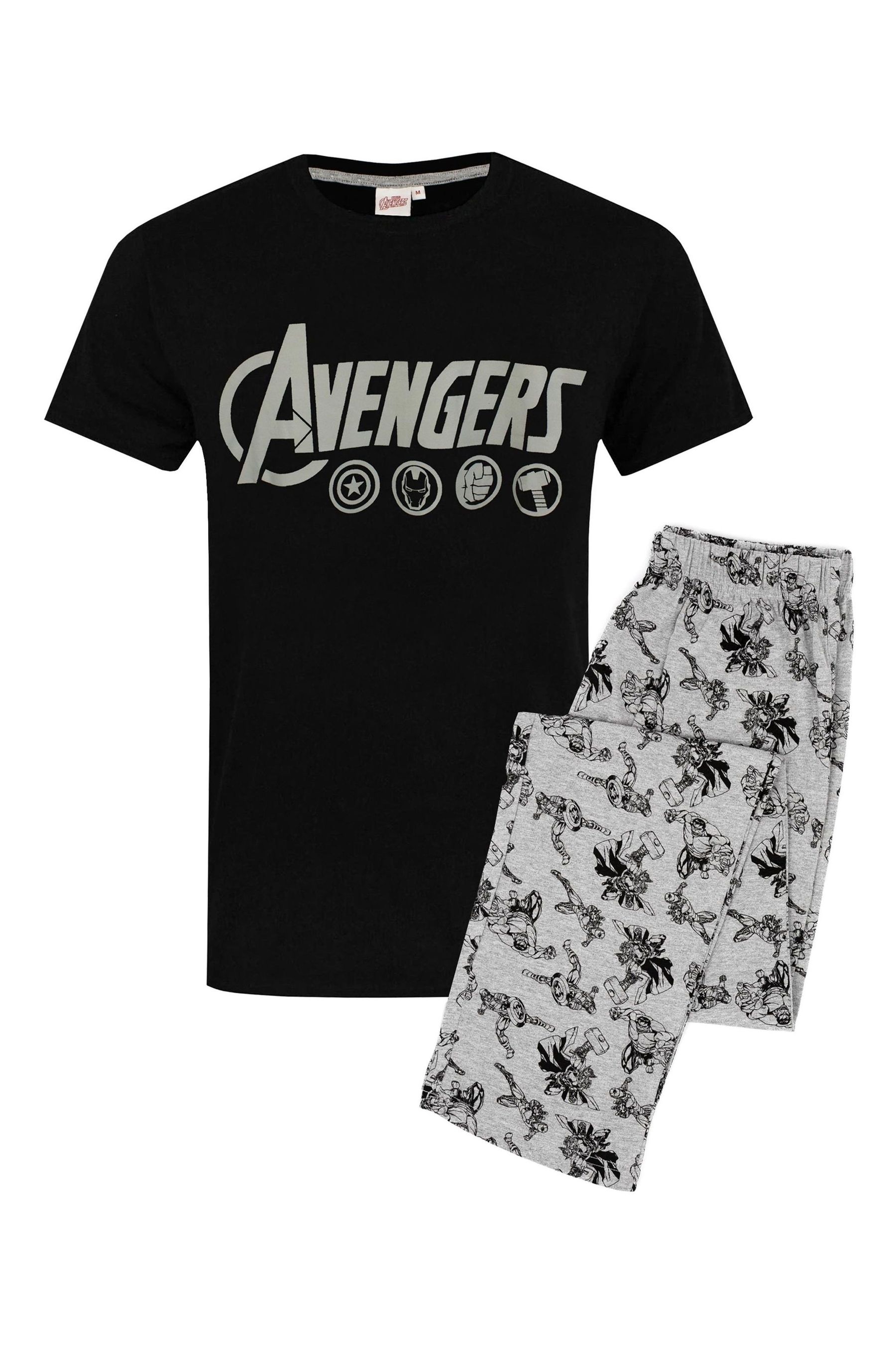 Buy Vanilla Underground Black Marvel Avengers Mens Long Leg Pyjama Set from the Next UK online shop