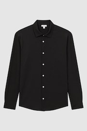 Reiss Black Bosa Textured Button-Through Shirt - Image 2 of 4