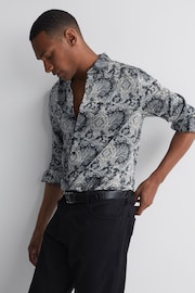 Reiss Black Multi Cousin Paisley Print Button-Through Shirt - Image 3 of 5