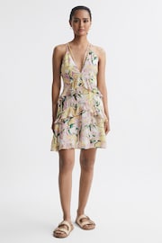 Reiss Yellow Andi Floral Strappy Mini Dress - Image 3 of 5