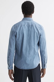 Reiss Denim Blue Pellow Long Sleeve Denim Overshirt - Image 4 of 4