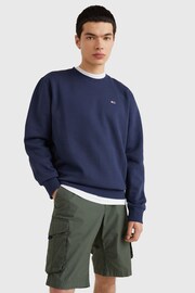 Tommy Jeans Blue  Flag Patch Fleece Sweatshirt - Image 1 of 4