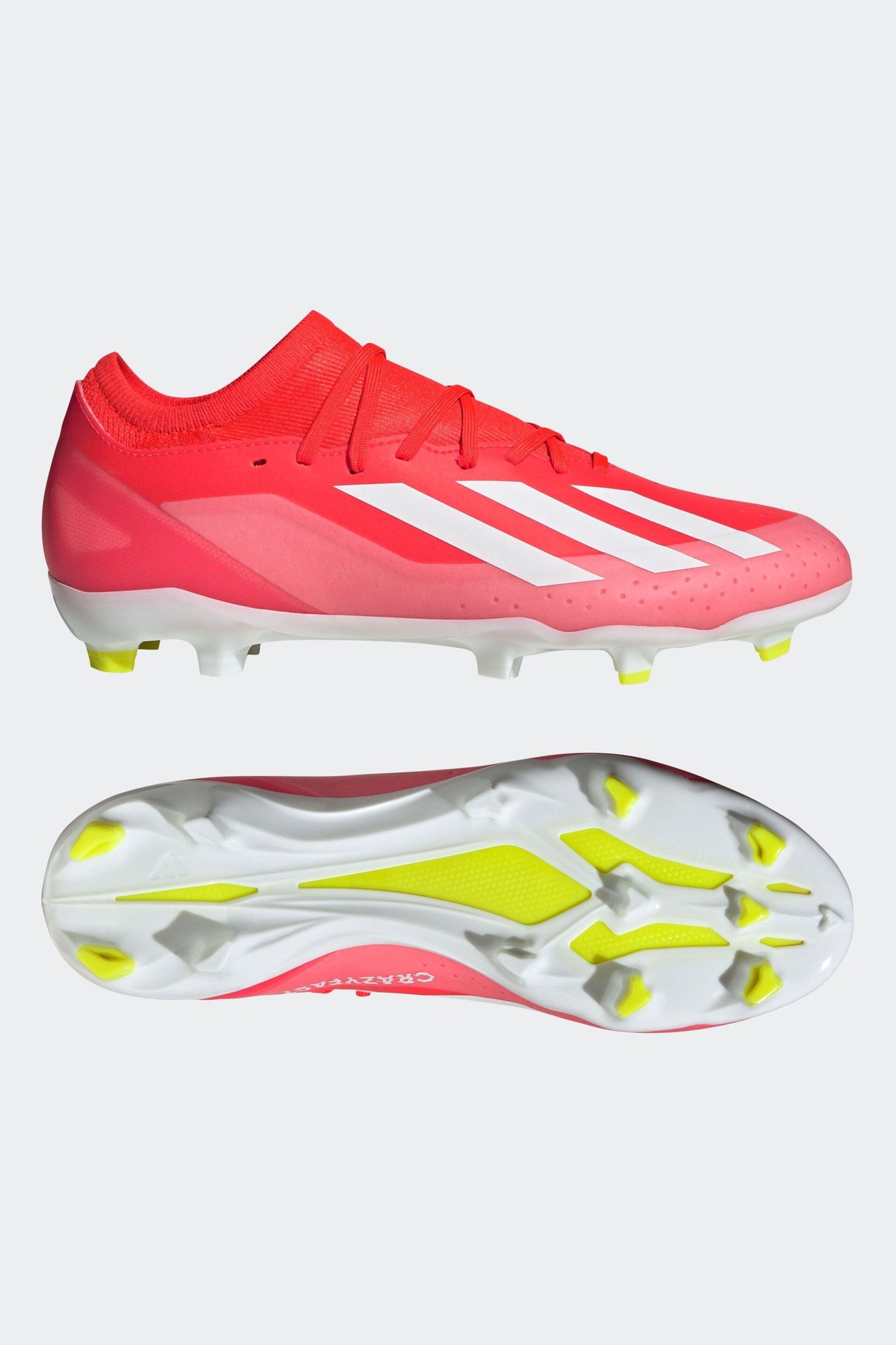 adidas Red/White Football X Crazyfast League Firm Ground Adult Boots - Image 6 of 12