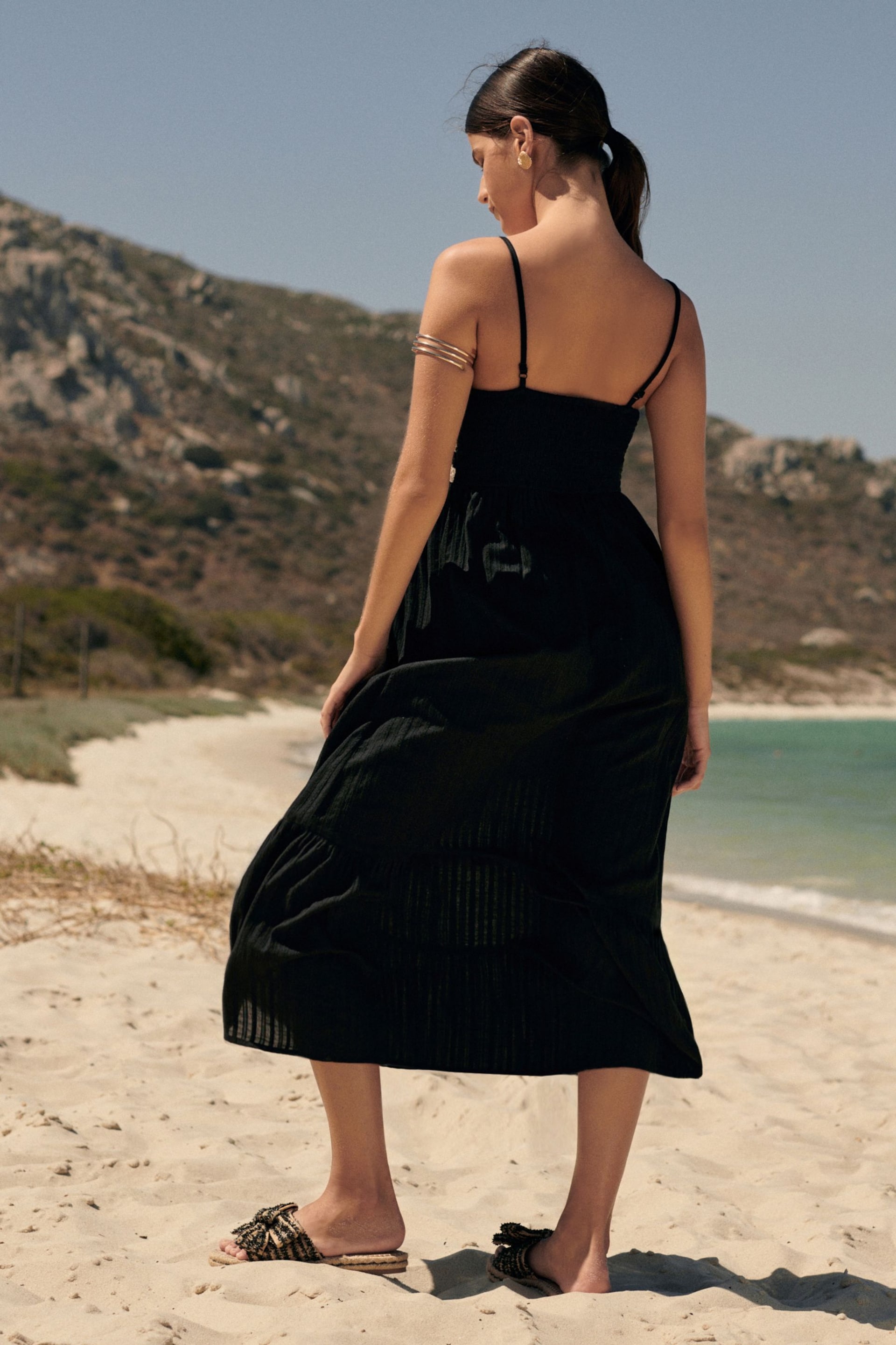 Black/White Crochet Maxi Summer Dress - Image 4 of 9