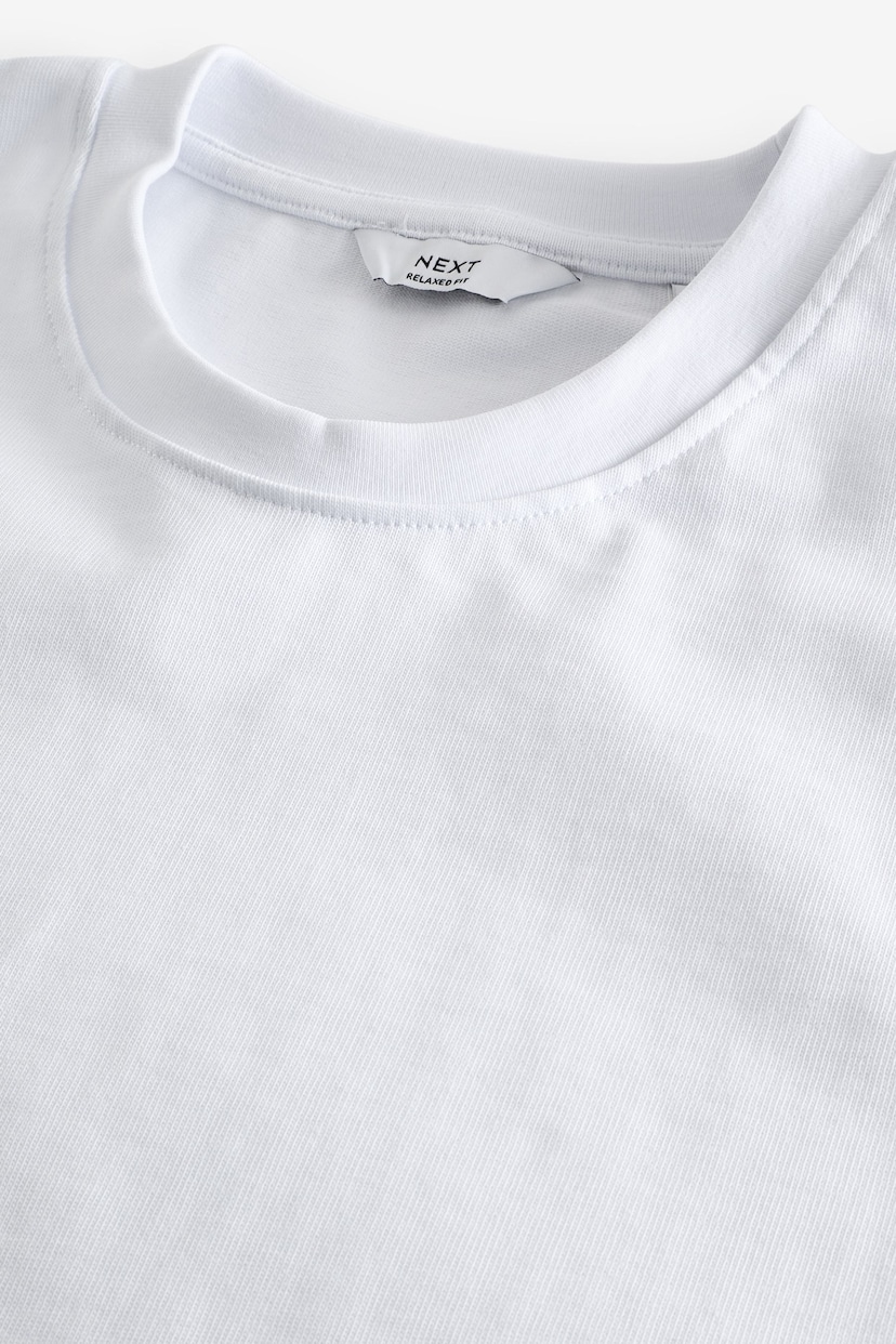 White Relaxed Fit Heavy weight T-Shirts 3 Pack - Image 7 of 8