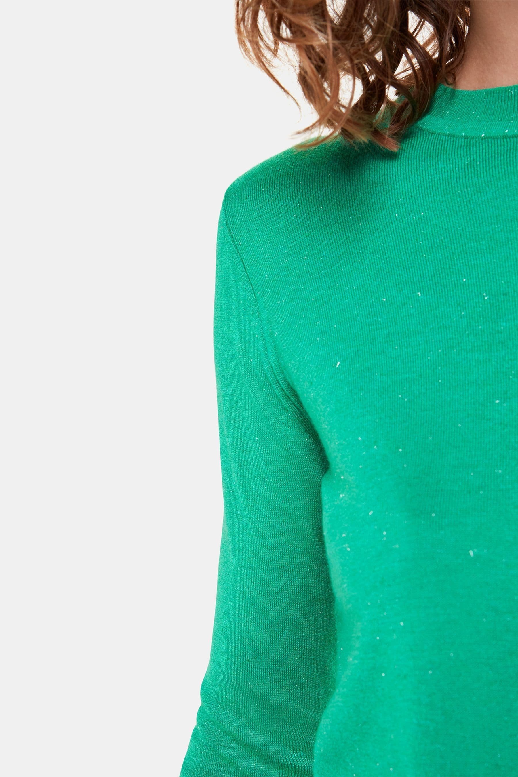 Whistles Green Annie Sparkle Crew Neck Jumper 18 Womens