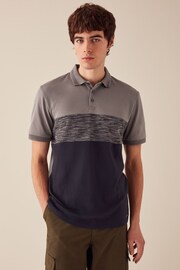 Charcoal Grey Inject Colourblock Polo Shirt - Image 3 of 8