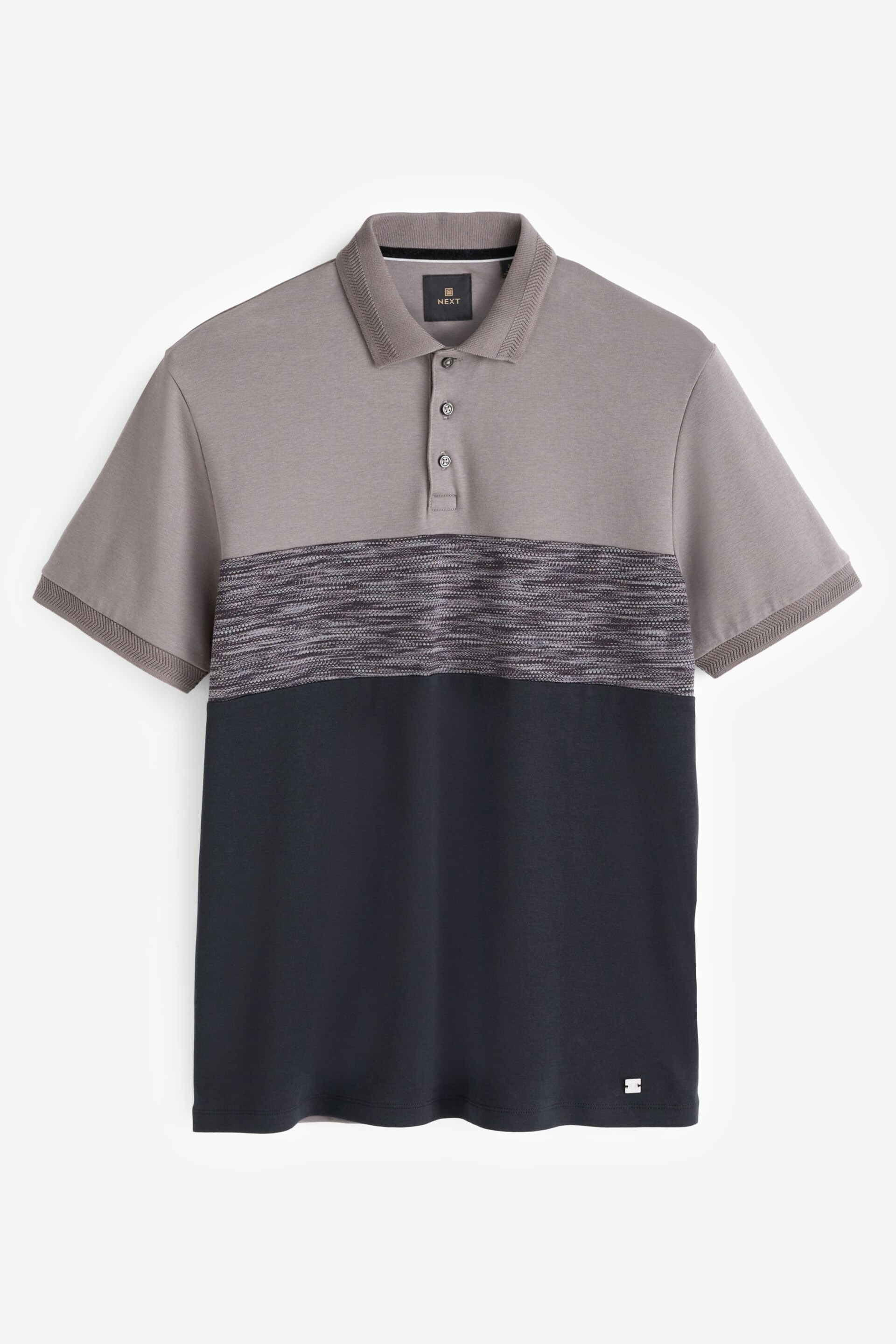 Charcoal Grey Inject Colourblock Polo Shirt - Image 6 of 8