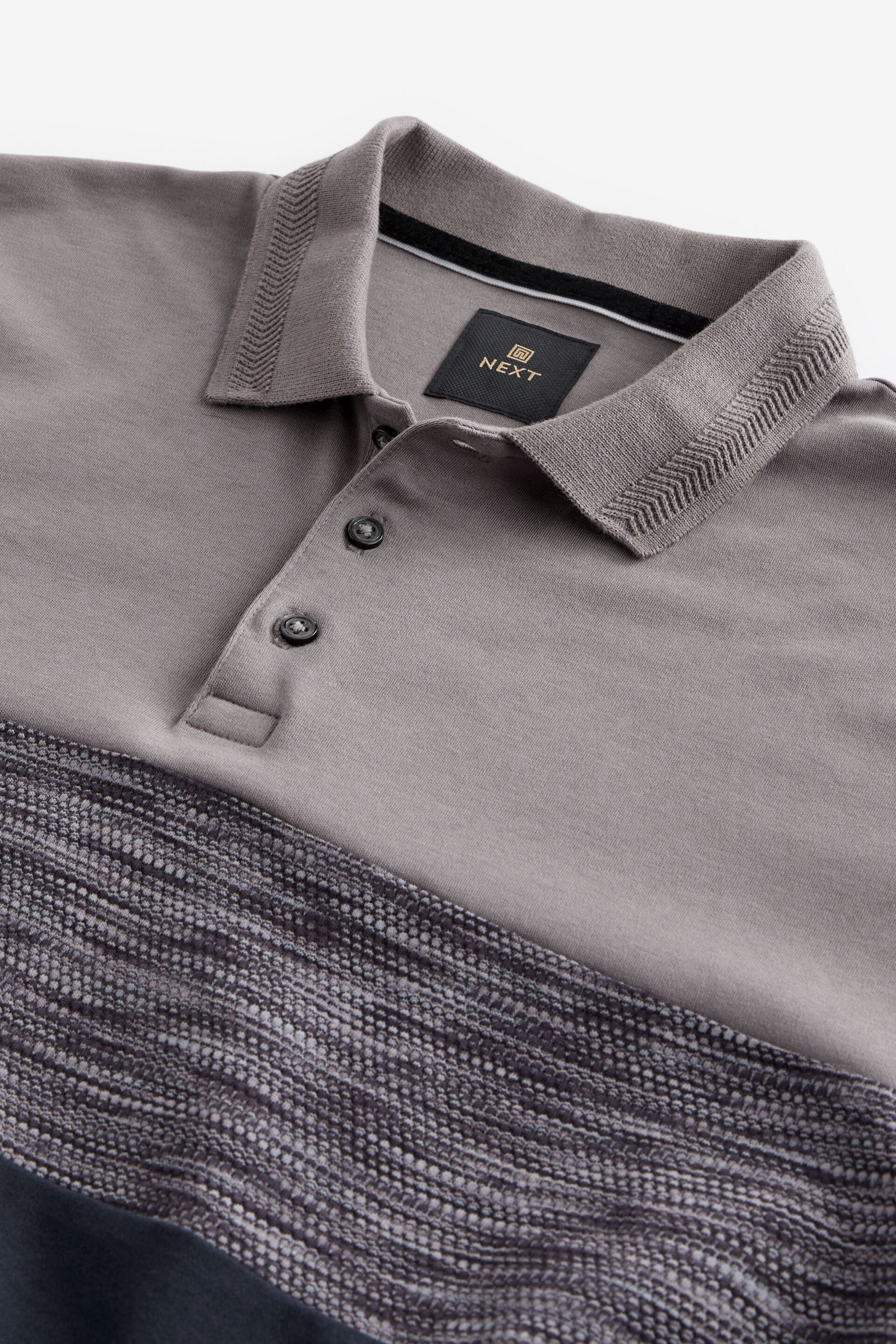 Charcoal Grey Inject Colourblock Polo Shirt - Image 7 of 8