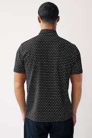 Black Short Sleeve Polka Dot Polo Shirt - Image 3 of 8