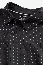 Black Short Sleeve Polka Dot Polo Shirt - Image 6 of 8