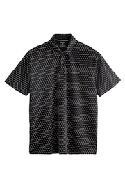 Black Short Sleeve Polka Dot Polo Shirt - Image 8 of 8