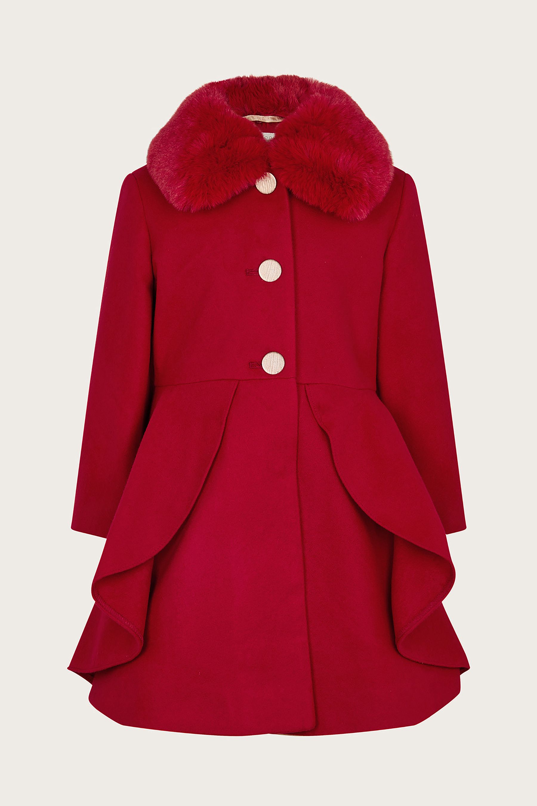 Red skirted peacoat on sale