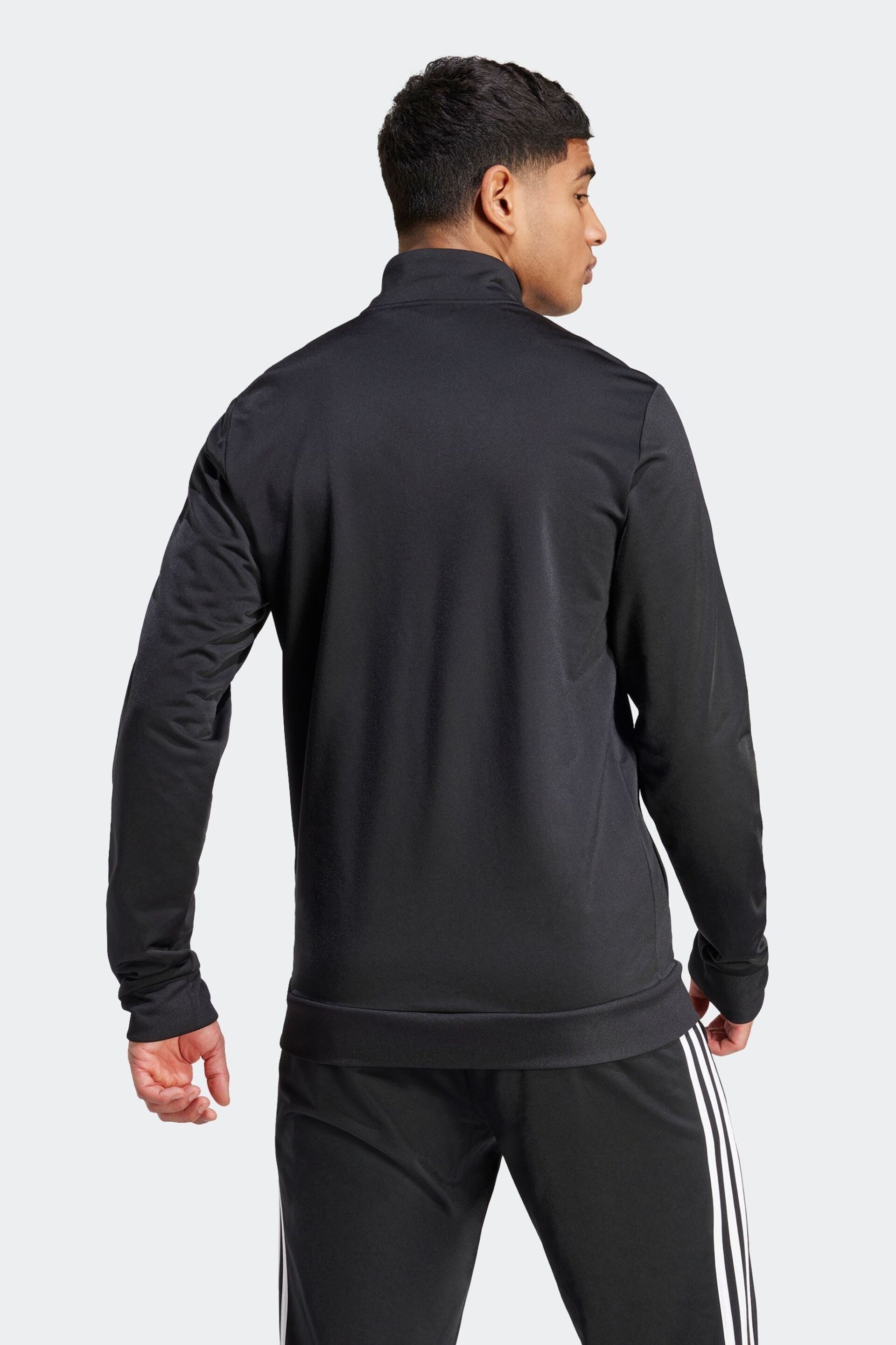 adidas Black Sportswear Essentials Warm Up 3 Stripes Track Top - Image 2 of 6
