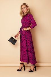 Girl In Mind Purple and Navy Leopard Petite Angela Shirt Maxi Dress - Image 3 of 4