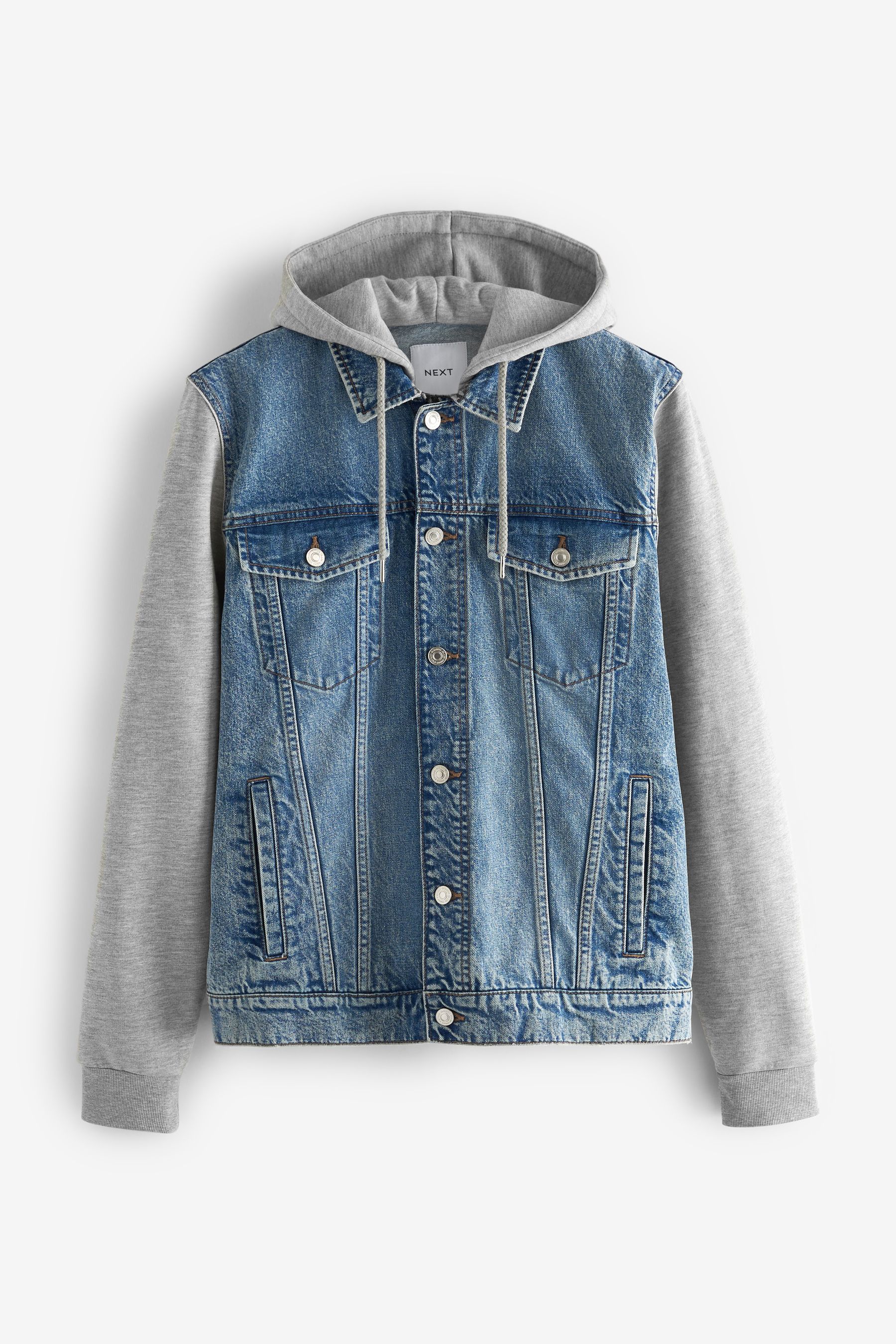 Hooded combo denim jacket clearance