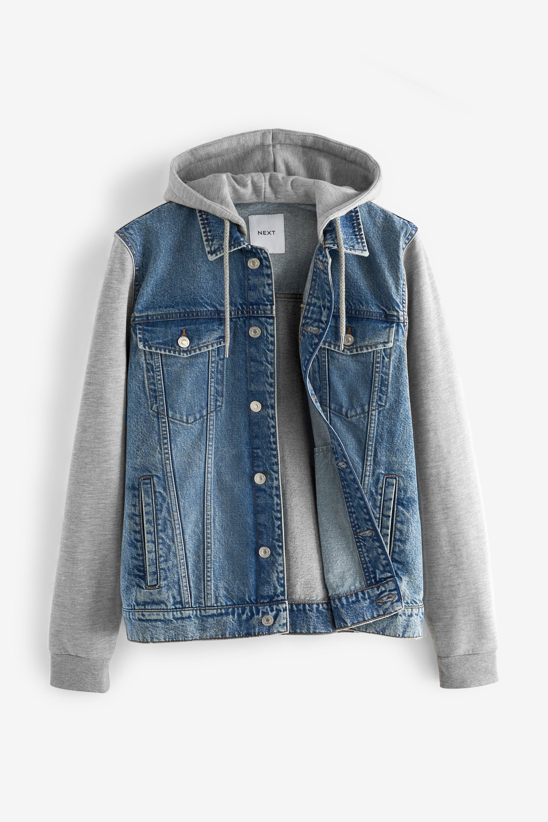 Blue jersey hoodie denim jacket sale