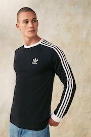 adidas EQT Originals Black 100% Cotton Adicolor Classics 3-Stripes Long Sleeve Long-Sleeve Top - Image 1 of 5