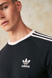 adidas Originals Black Adicolour Classics 3-Stripes Long Sleeve Top - Image 4 of 5