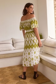 White/Green Off Shoulder Summer Dress - Image 3 of 6