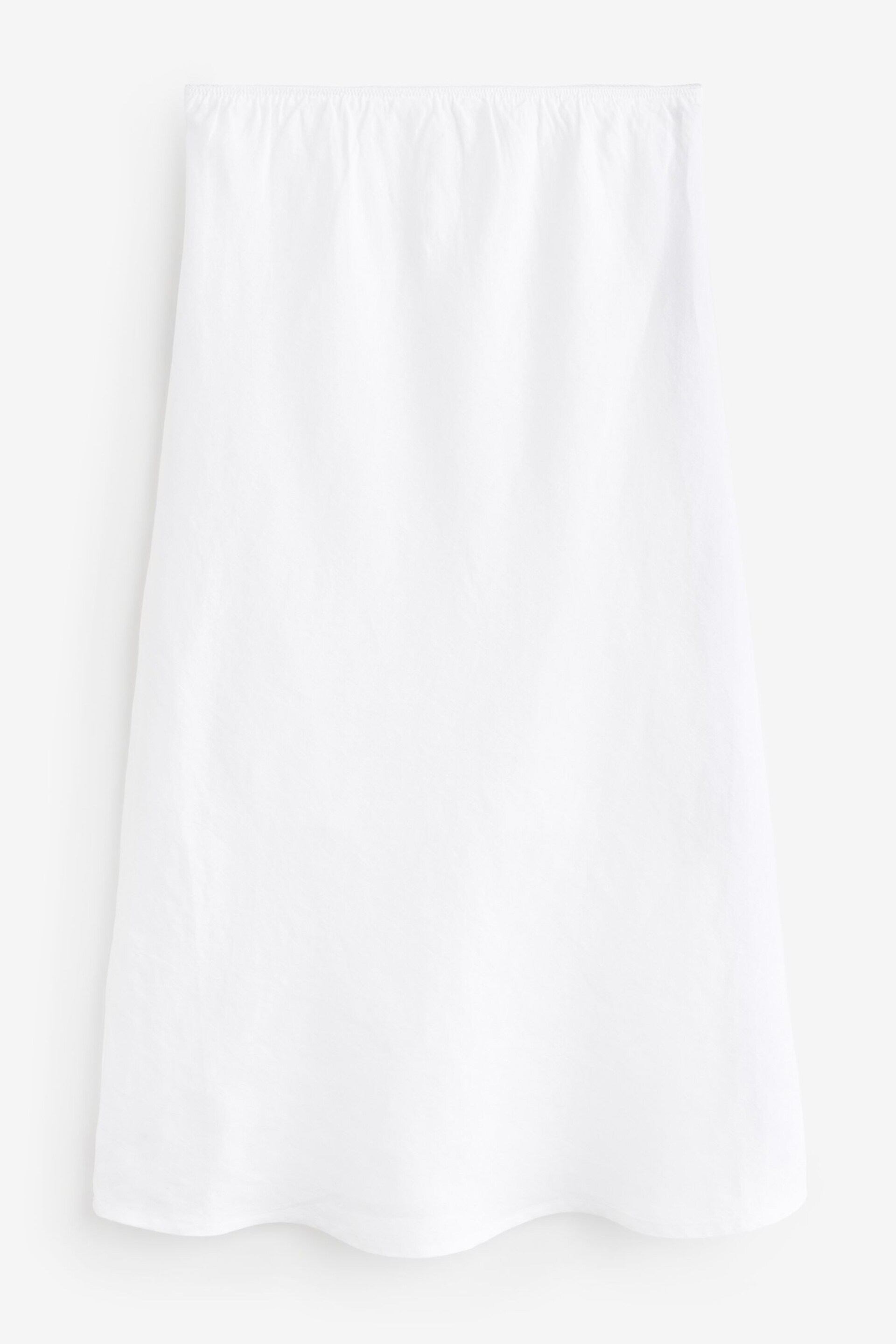 White Premium 100% Linen Midi Skirt - Image 10 of 11