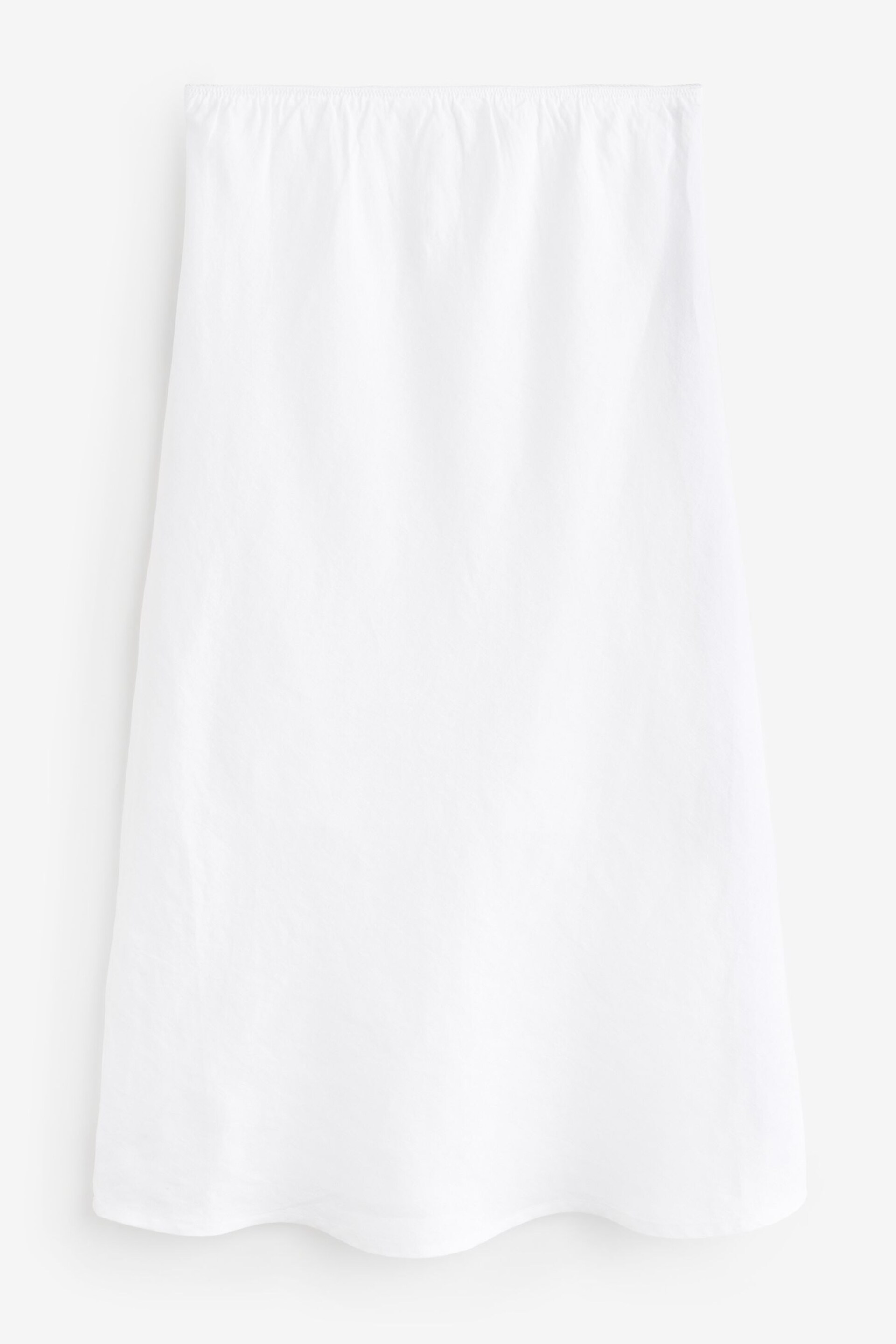 White Premium 100% Linen Midi Skirt - Image 7 of 11