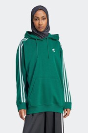 adidas Originals Green Adicolor 3-Stripes Oversized Hoodie - Image 1 of 6