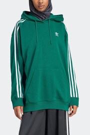 adidas Originals Green Adicolor 3-Stripes Oversized Hoodie - Image 3 of 6