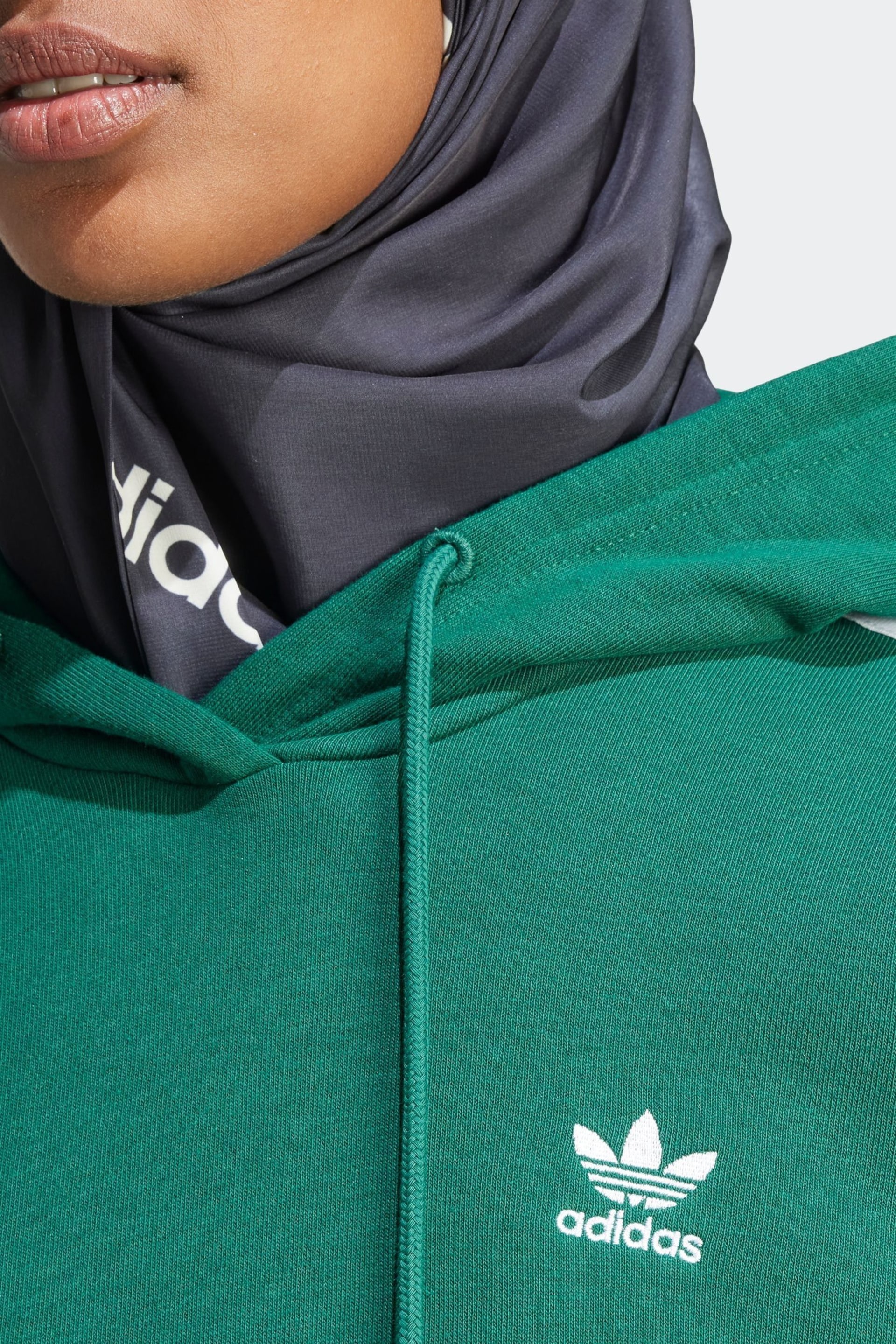 adidas Originals Green Adicolor 3-Stripes Oversized Hoodie - Image 4 of 6