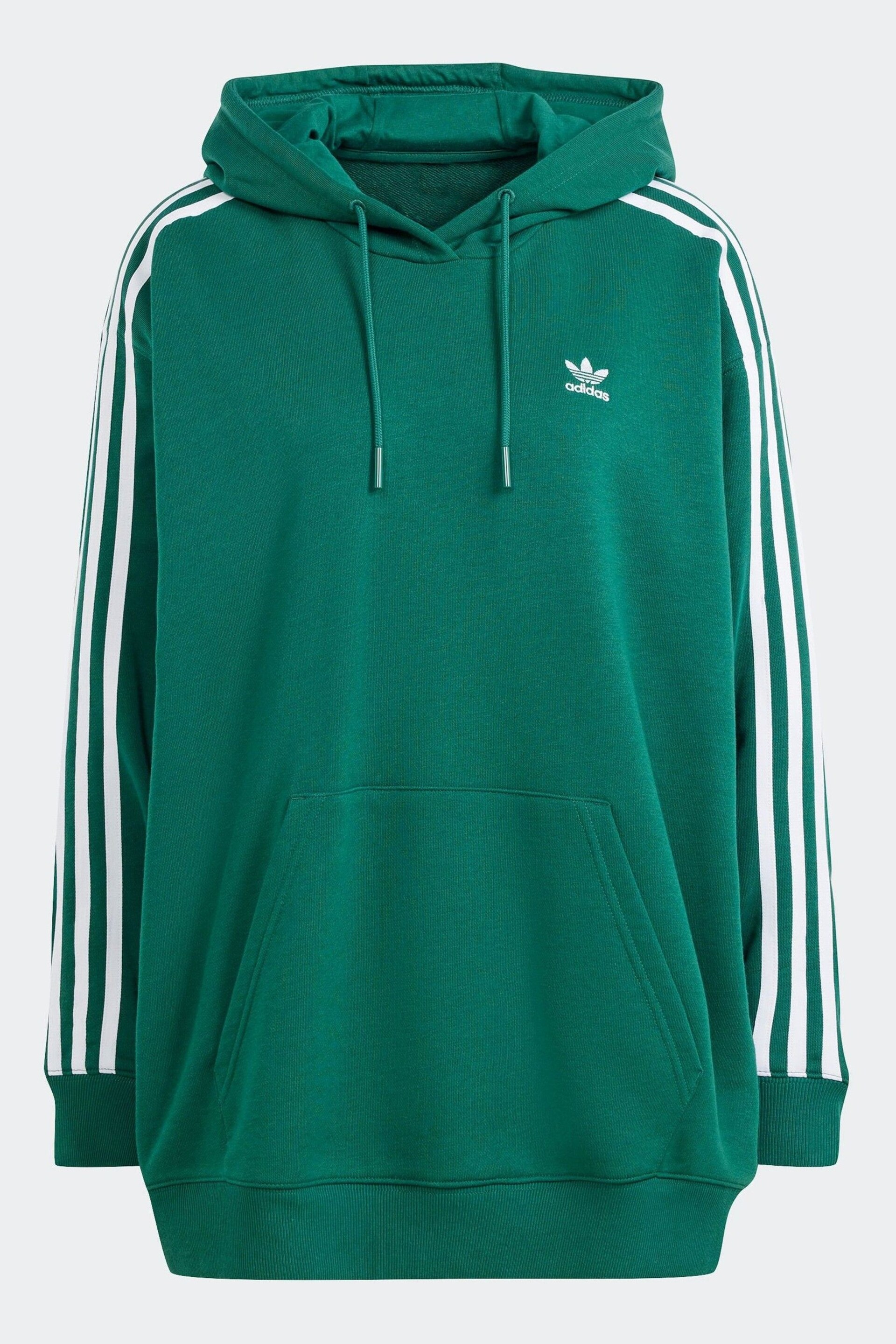 adidas Originals Green Adicolor 3-Stripes Oversized Hoodie - Image 6 of 6