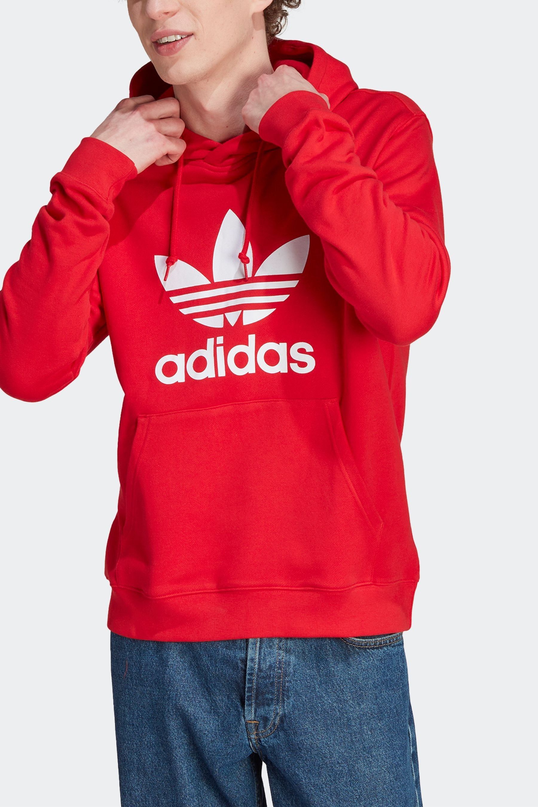 Buy adidas Originals Red 100 Cotton Adicolor Classics Trefoil Hoodie from Next Luxembourg