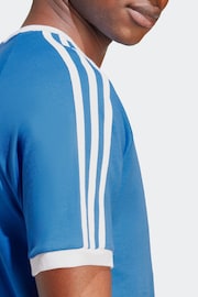 adidas Blue Adicolor Classics 3-Stripes 100% Cotton  T-Shirt - Image 6 of 7