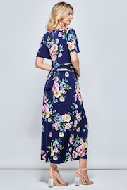 Jolie Moi Blue Shreya Jersey Angel Sleeve Maxi Dress - Image 2 of 5
