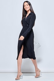 Jolie Moi Black Plain Long Sleeve Jersey Shirt Dress - Image 4 of 6