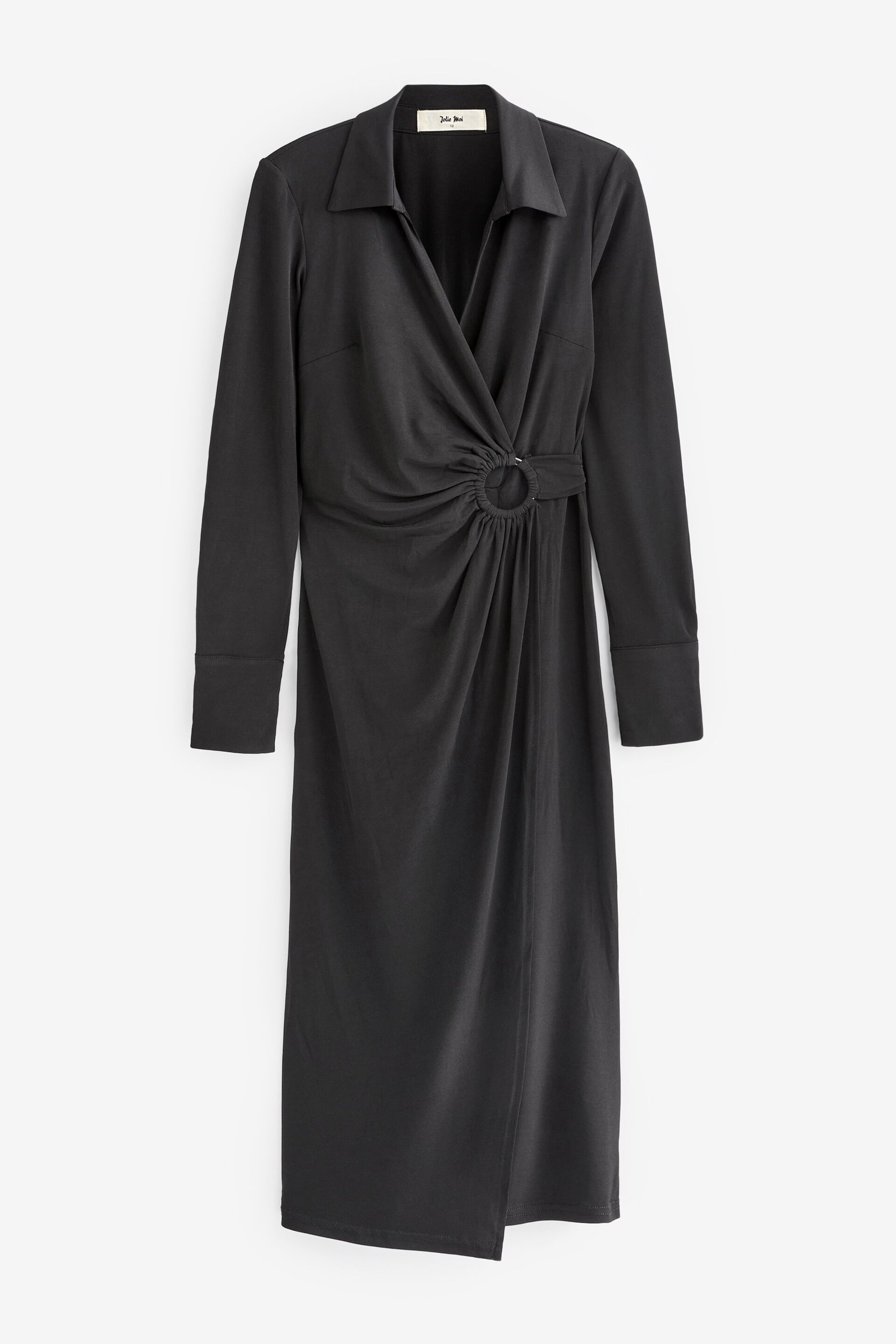 Jolie Moi Black Plain Long Sleeve Jersey Shirt Dress - Image 6 of 6