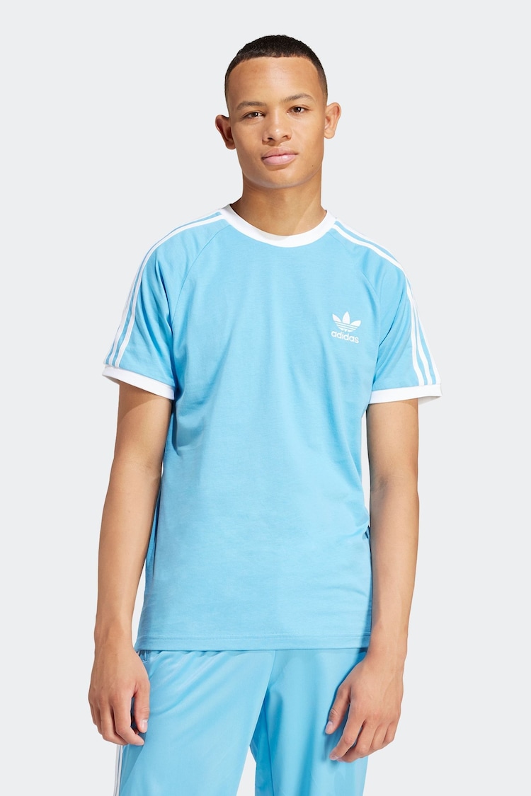 adidas Dark Blue Adicolor Classics 3-Stripes T-Shirt - Image 1 of 6