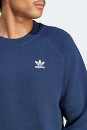 adidas Originals Blue Trefoil Essentials Crew Neck Sweatshirt - Image 4 of 6