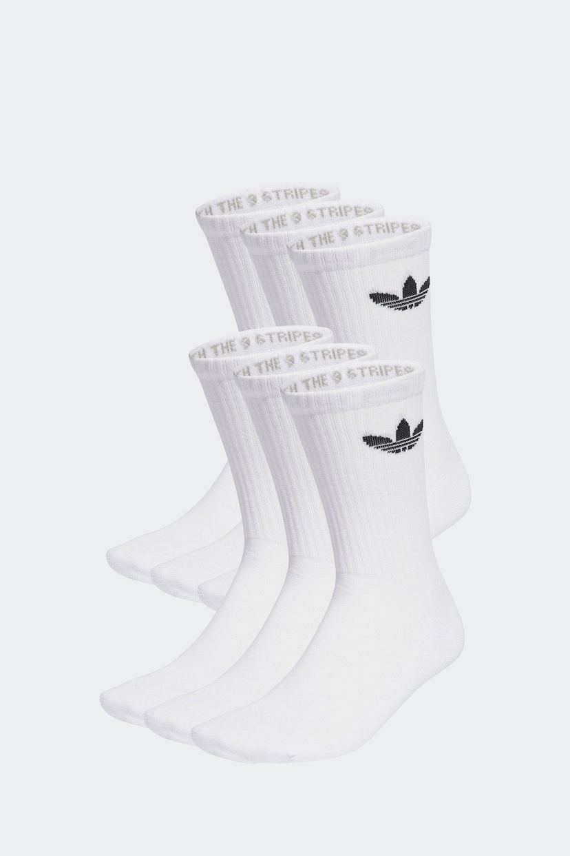 adidas White Tre Crew Socks 6 Pack - Image 1 of 1