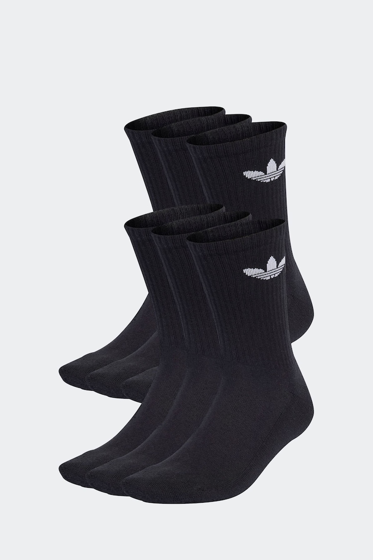 adidas Black Dark Trefoil Crew Socks 3 Pack - Image 1 of 9