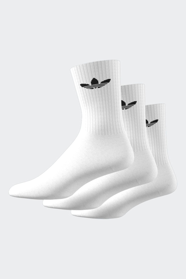 adidas Originals Off White Cushion Crew Socks 3 Pack - Image 2 of 8