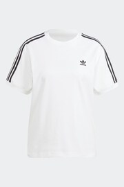 adidas White 3 Stripe T-Shirt - Image 1 of 8